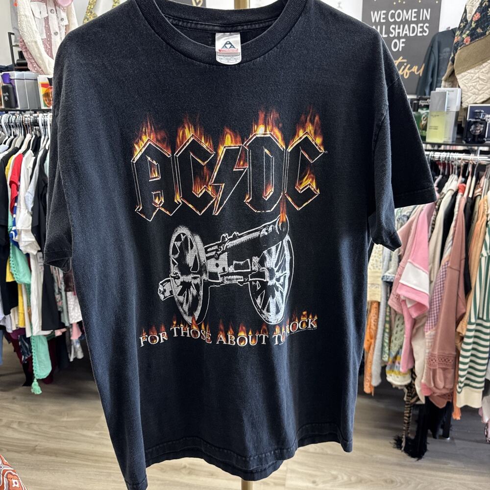 Vintage Y2K ACDC 2004 For Those About To Rock Black Band Shirt Size Large